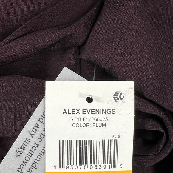 Alex Evenings Tie Waist Shawl Collar Taffeta Belted Top Shirt Womens Sz S Plum - Picture 9 of 9